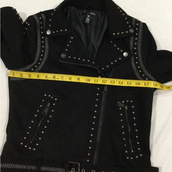 Aqua Jacket Women’s Size Small Color Black Faux Suede Moto Jacket With Studs - Picture 11 of 13